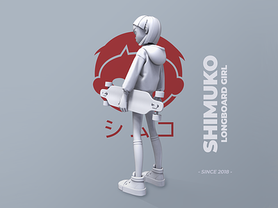 SHIMUKO 3d 3d printing character design designer toy girl longboard longboard girl shimur vinyl toy zbrush