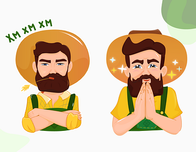 Sam the Farmer adobe illustrator flat illustration stickers vector