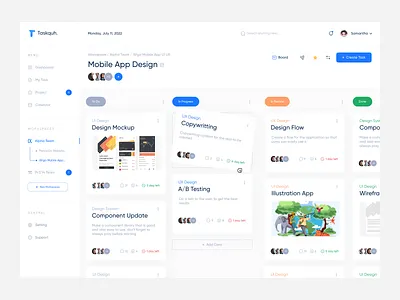 Project Management Dashboard board clean dashboard design kanban management dashboard management tool minimalist productivity project management project task saas side bar task team ui ui design ux web app website