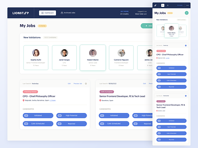 [Dashboard] Jobs and User Cards with Mobile View app app design buttons card design cards complex buttons information architecture mobile cards mobile design ui user user cards