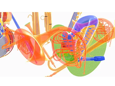 Musical instruments 3d illustration 3d 3d art illustration music