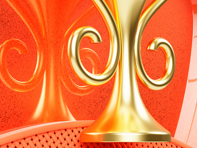 Cup Prize - Close Up 3d award badge blender c4d close up concept cup cycles design game gamification gold illustration macro orange pin precious prize rendering