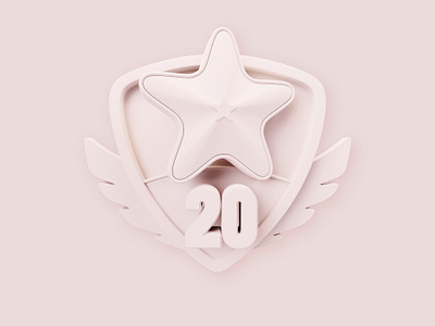Star Prize - Clay 3d award badge blender c4d clay concept cycles design fitness game gamification illustration pin pink prize shield sport star wings