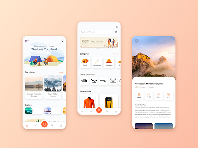 Hiking Mobile App ecommerce app hiking mobile app mobile app design mobile design mobile ui online shop online shopping travel app ui ux