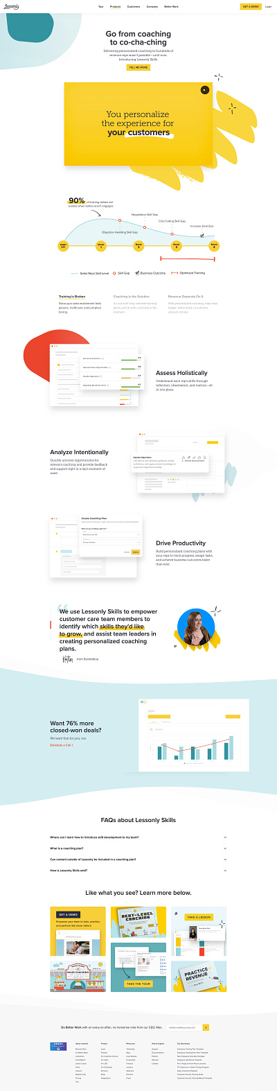 Lessonly Skills Landing Page branding design lessonly product website website design