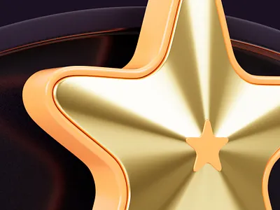 Star Prize - Close Up 3d app award badge blender c4d close up cycles fitness game gamification gold illustration macro nft orange pin prize sport star