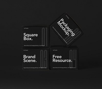 Free Packaging Psd Square Boxes Mockup Set box mockup packaging mockup