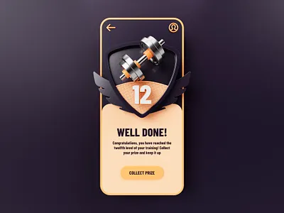 Dumbbell Prize - Color Mockup app award blender dumbbell fitness game gamification interface iphone mockup neumorphic neumorphism prize realism shield skeumorphic skeumorphism sport template wings