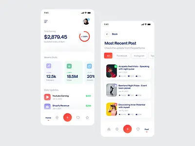App UI analytics analyticschart app ui app uiux blog clean ui dashboard earning mobile app mobile app design mobile application mobile apps product design social app stats typography ui ux user experience ux white app