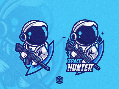 Space Hunter Mascot Logo astronaut brand character esport esport logo hunter illustration logo mascot mascot logo space space hunter spaceman