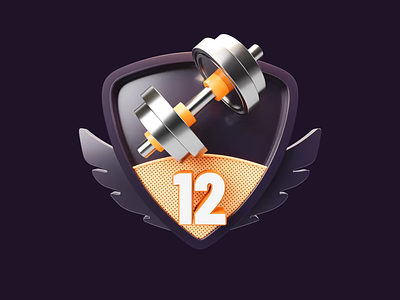 Dumbbell Prize - Color Animation 3d 3d animation 3d motion animation award badge blender c4d cycles dumbbell fitness game gamification motion motion design motion graphics pin prize shield sport