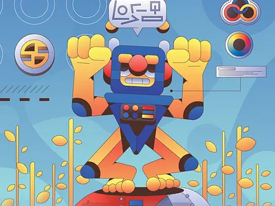 Tri- Man abstract character flat gradient illustration illustrator minimal simple