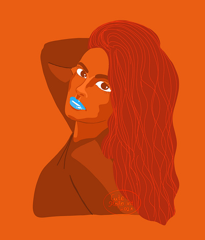 Orange mood portrait art cute art cute illustration digital painting digitalart female character flat illustration illustrator portrait