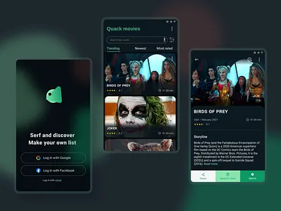 Quack movies app mobile ui movie movie app ui