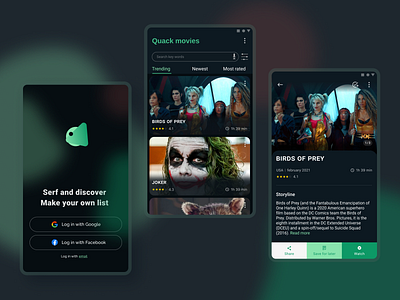 Quack movies app mobile ui movie movie app ui