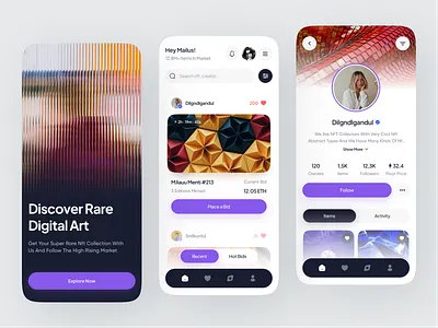 Nftol - NFTs Marketplace Mobile App auction binance clean crpto art crypo cryptocurrency design ethereum ios metamask minimalist mobile mobile app mobile design modern nft nft marketplace token ui wallet