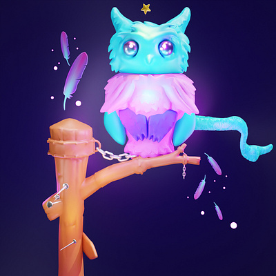 Fantasy Owl 3d 3d art 3d artist 3d modeling blender3d blendercycles