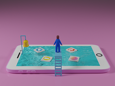 Dive In 3drender art blender3d blender3dart design digital illustration graphic design illustration illustrator minimal typography