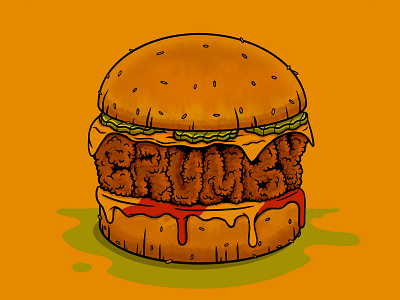 Cheeseburger branding burger cartoon cheese cheeseburger crumby design food hamburger hand drawn illustration ipad pro ketchup mustard pickles procreate