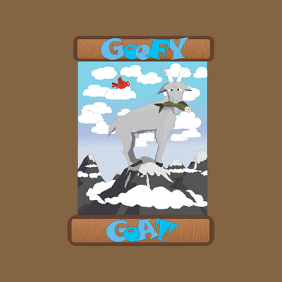 Goofy Goat animals bird cartoon clouds cold digital art fish flat goat goofy looney mountains sky snow vector