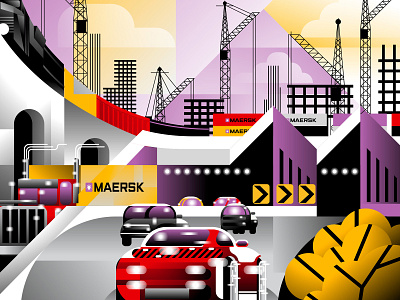 Infrastructure Series abstract advertising branding cars contemporary design editorial energy illustration illustrator infrastructure trains transportation united states vector