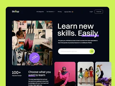 SkillUp - Online Training Platform coaching course e learning edtech education app education website freelance platform it education landing landing page learn learn skills learning online class online school skills students platform studying teaching ui animation