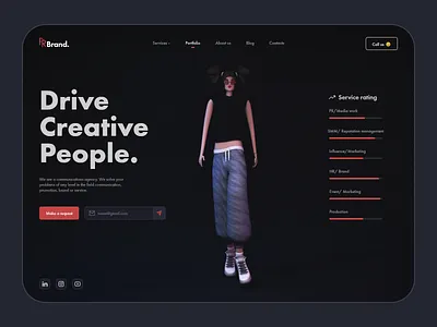 PR agency website 3dcharacter 3dmodeing adobexd agancy cinema 4d clean ui creative design dark theme dark ui dribbble best shot page design top ui ui design uiux ux design webdesign website