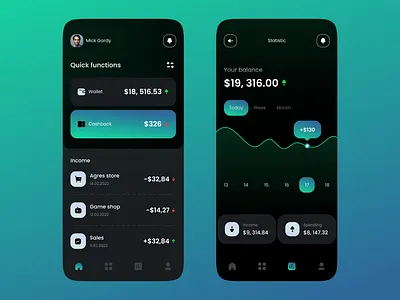 PFM Banking App bank bank card banking banking app card deposit finance financial fintech gradient identity money management online banking pay pfm transaction ui ux wallet wallet app