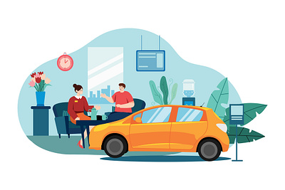 Car Dealership Illustration Concept agent