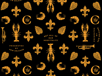 new orleans hospitality pattern branding concierge design hand drawn handmade hotel icon iconography illustration new orleans simple upscale