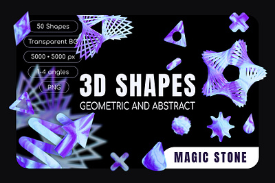 Magic stone geometric 3D shapes collection - FREE in Figma 3d abstarct aesthetic background branding collection creativemarket design geometric graphic design icon illustration modern pattern png shape template ui wallpaper website