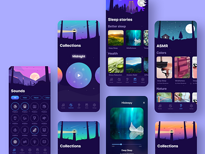 Hisleepy: Meditation & Sleep animation app app design applace apps apps design apps screen appstore asmr clean design ios meditation minimal mobile sleep ui ux vector