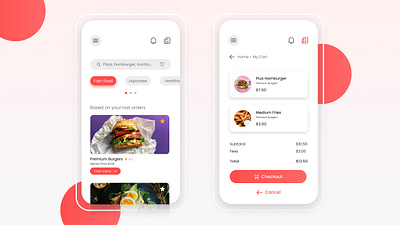 Delivery Food App 3d app app design application application ui delivery delivery app delivery service drink food food app japanese mobile mobile app mockup red ui ux