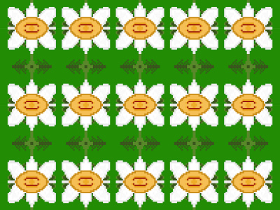 Pixel Flower Pattern - 4 design flower garden illustration pattern pixel pixel art white yellow