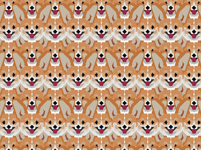 Cardigan Corgi Face Pattern - version one animal corgi dog geometric geometric art illustration pattern pet