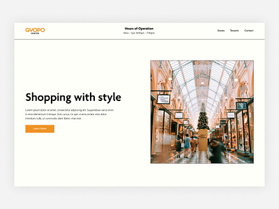 Shopping center landing page clean design hero landing page mall modern off white shopping shopping center shopping mall store stores ui user experience ux web design webflow website