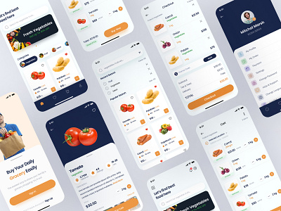 🥕🍆Grocery App Concept Design🍎🥑 app concept app design application design branding design graphic design grocery grocery app light theme design minimal ui ui ux design ui design user interface ux