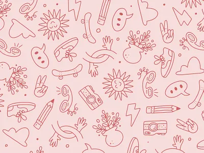 Doodle Pattern camera doodle doodleart doodles handmade illustration pattern pencil phone shoe sun