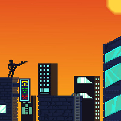 NitroSKy design illustration pixel art sunset