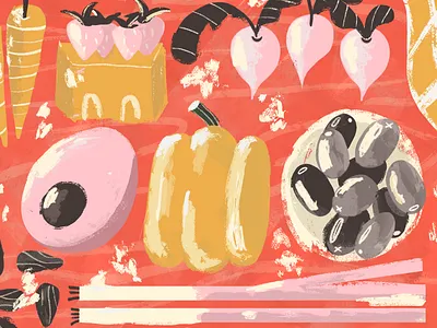 Textured Veggies illustraton radish strawberry vegetables veggies