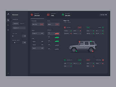 Mission dashboard analytics dark dashboard data filters list react status supply chain ui vehicle web