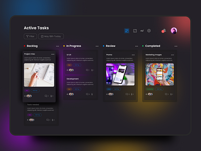 Project management saas web app dark cards glass ui interface office project project management task task management todo todo list uiux web app web app ui