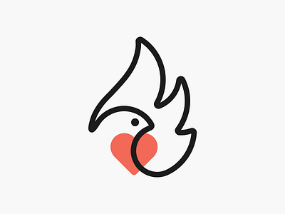 Monoline Love Bird! bird brand brand design brand identity branding fire flame heart icon illustration lineart logo logo design logodesign love mark minimal monoline symbol wings