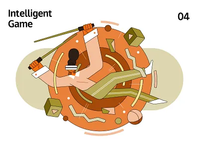 Intelligent Life 04 Game character design flat game green illustration illustrator lineart orange pink vector