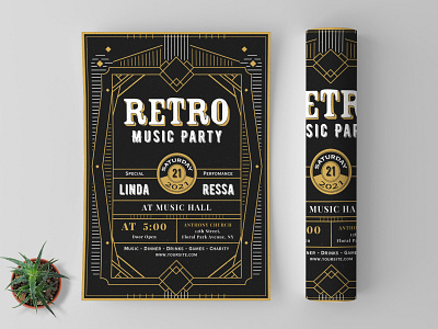 Retro Music Flyer Template vintage