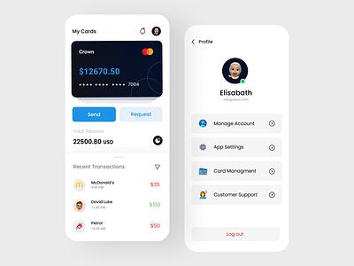 Nex Peyments app banking bankingapp cards clean ui dailyui debitcard finance mastercard minimal paypal popular transactions ui ux white