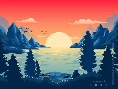 Landscape illustration done of HORIZON GAMING brand branding game icon identity illustration logo logos typography vector