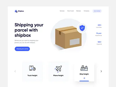 Shipbox _ Landing page clean country design homepage landing parcel plane ship shipment truck ui ux web zihad