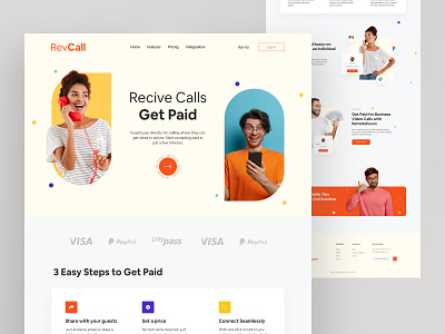 Revcall website design call color finance paid payment phone producthunt typography ui ui ux ui design ux uxdesign web design webdesign website website design