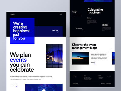 Gravity - Event Planner agency website celebration conference dark design event event mangement landingpage layout meetup product typography ui ux